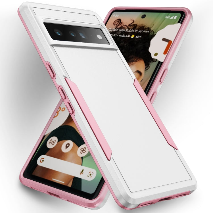 For Google Pixel 7 Pro Pioneer Armor Heavy Duty PC + TPU Phone Case(White+Pink) - Google Cases by PMC TechLife | Online Shopping South Africa | PMC TechLife | Buy Now Pay Later Mobicred