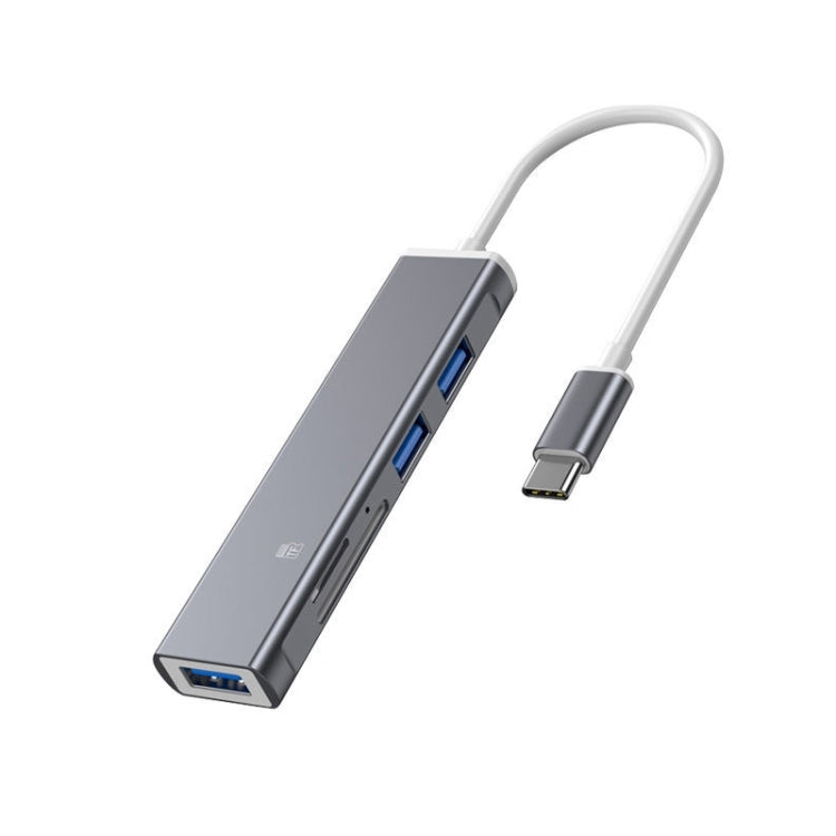 5 in 1 Type-C to SD / TF Card Slot + 3 USB Ports Multifunctional Docking Station HUB(Grey) - Card Reader by PMC Jewellery | Online Shopping South Africa | PMC Jewellery | Buy Now Pay Later Mobicred