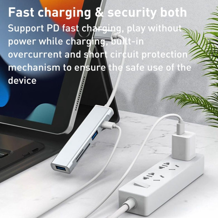 5 in 1 Type-C to SD / TF Card Slot + 3 USB Ports Multifunctional Docking Station HUB(Grey) - Card Reader by PMC Jewellery | Online Shopping South Africa | PMC Jewellery | Buy Now Pay Later Mobicred