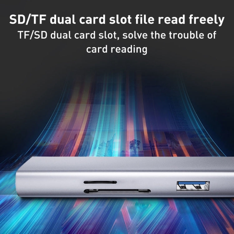 5 in 1 Type-C to SD / TF Card Slot + 3 USB Ports Multifunctional Docking Station HUB(Silver) - free shipping - PMC Jewellery - Order now!