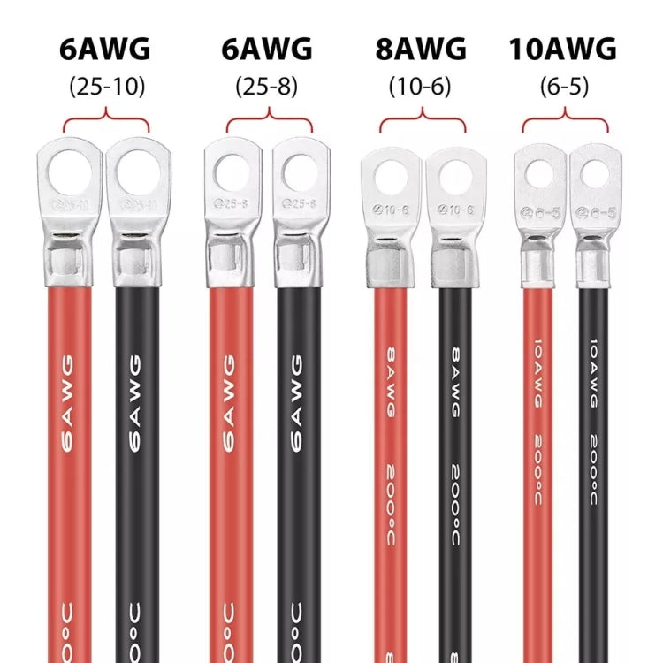 6AWG 25-10 Car 50cm Red + Black Pure Copper Battery Inverter Cable - Booster Cable & Clip by PMC Jewellery | Online Shopping South Africa | PMC Jewellery | Buy Now Pay Later Mobicred