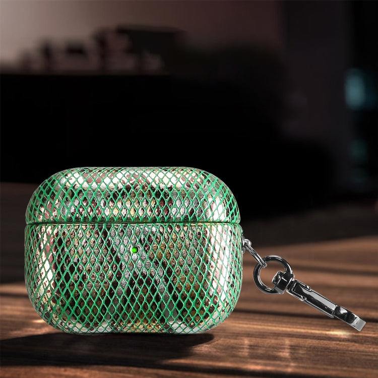 J01 Mesh Snakeskin Headphone Case For AirPods Pro(Green) - For AirPods Pro by PMc TechLife | Online Shopping South Africa | PMc TechLife | Buy Now Pay Later Mobicred