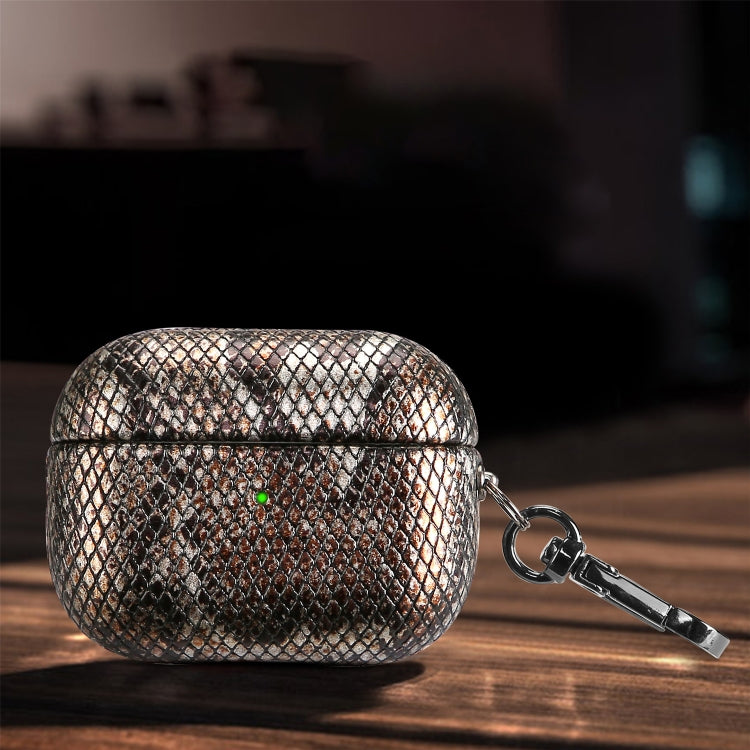 J01 Mesh Snakeskin Headphone Case For AirPods 3(Black) - For AirPods 3 by PMc TechLife | Online Shopping South Africa | PMc TechLife | Buy Now Pay Later Mobicred