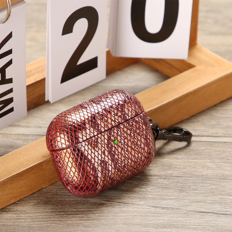 J01 Mesh Snakeskin Headphone Case For AirPods 3(Red) - For AirPods 3 by PMc TechLife | Online Shopping South Africa | PMc TechLife | Buy Now Pay Later Mobicred