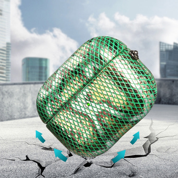 J01 Mesh Snakeskin Headphone Case For AirPods 3(Green) - For AirPods 3 by PMc TechLife | Online Shopping South Africa | PMc TechLife | Buy Now Pay Later Mobicred