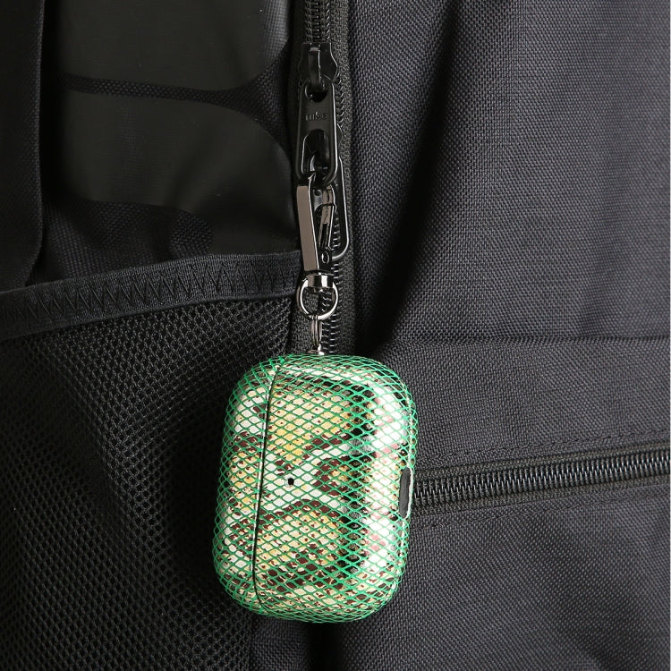 J01 Mesh Snakeskin Headphone Case For AirPods 3(Green) - For AirPods 3 by PMc TechLife | Online Shopping South Africa | PMc TechLife | Buy Now Pay Later Mobicred