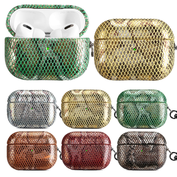 J01 Mesh Snakeskin Headphone Case For AirPods 3(Silver) - For AirPods 3 by PMc TechLife | Online Shopping South Africa | PMc TechLife | Buy Now Pay Later Mobicred
