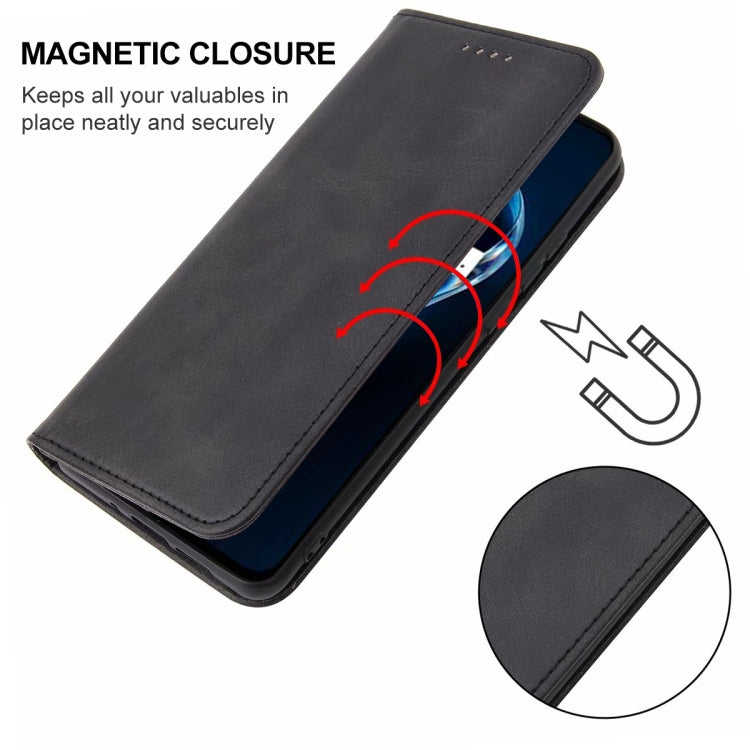 For Realme 9 Pro+ Magnetic Closure Leather Phone Case(Black) - OPPO Cases by PMC TechLife | Online Shopping South Africa | PMC TechLife | Buy Now Pay Later Mobicred