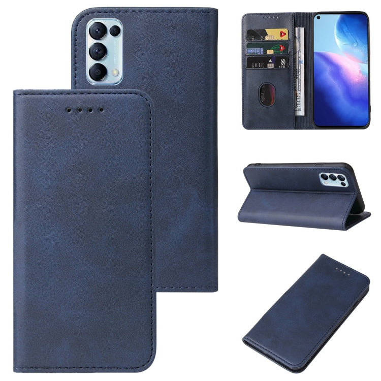 For OPPO Reno5 5G Magnetic Closure Leather Phone Case(Blue) - OPPO Cases by PMC TechLife | Online Shopping South Africa | PMC TechLife