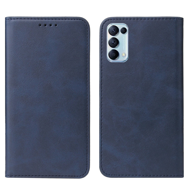 For OPPO Reno5 5G Magnetic Closure Leather Phone Case(Blue) - OPPO Cases by PMC TechLife | Online Shopping South Africa | PMC TechLife