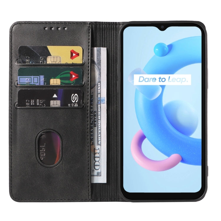 For Realme C11 2021 Magnetic Closure Leather Phone Case(Black) - free shipping - PMC TechLife - Order now!