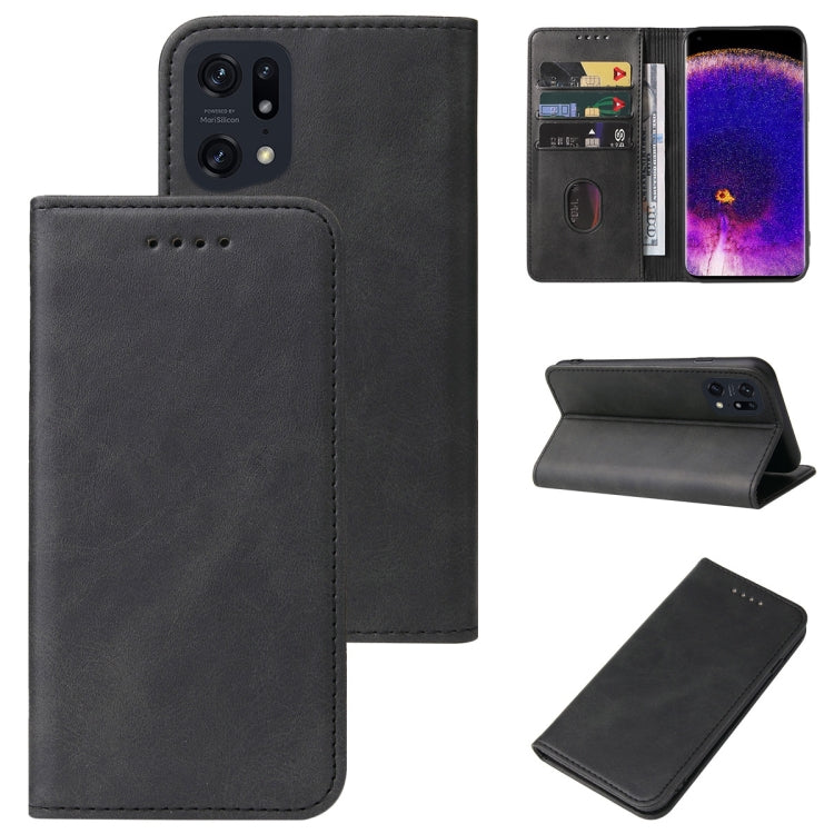 For OPPO Find X5 Pro Magnetic Closure Leather Phone Case(Black) - OPPO Cases by PMC TechLife | Online Shopping South Africa | PMC TechLife | Buy Now Pay Later Mobicred