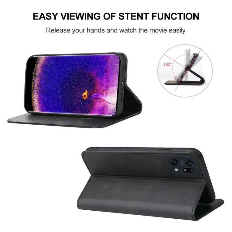 For OPPO Find X5 Pro Magnetic Closure Leather Phone Case(Black) - OPPO Cases by PMC TechLife | Online Shopping South Africa | PMC TechLife | Buy Now Pay Later Mobicred
