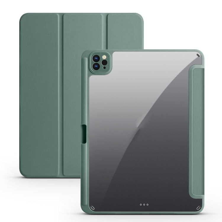 For iPad Air 13 2024 / Pro 12.9 2022 / 2021 / 2020 / 2018 Acrylic 3-folding Smart Leather Tablet Case(Dark Green) - free shipping - PMC TechLife - Order now!