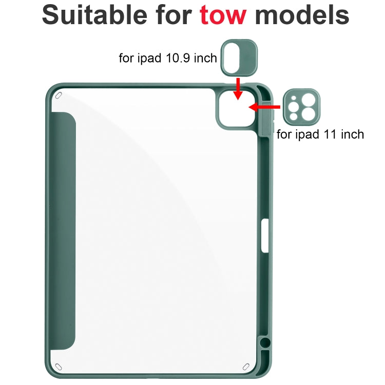 For iPad Air 13 2024 / Pro 12.9 2022 / 2021 / 2020 / 2018 Acrylic 3-folding Smart Leather Tablet Case(Dark Green) - free shipping - PMC TechLife - Order now!