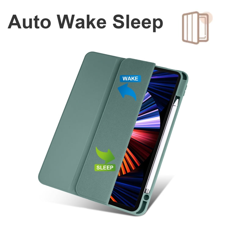 For iPad Air 13 2024 / Pro 12.9 2022 / 2021 / 2020 / 2018 Acrylic 3-folding Smart Leather Tablet Case(Dark Green) - free shipping - PMC TechLife - Order now!