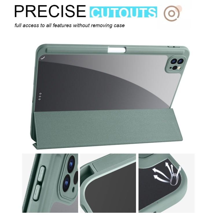 For iPad Air 13 2024 / Pro 12.9 2022 / 2021 / 2020 / 2018 Acrylic 3-folding Smart Leather Tablet Case(Dark Green) - free shipping - PMC TechLife - Order now!
