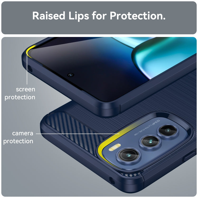 For Motorola Edge 30 Brushed Texture Carbon Fiber TPU Phone Case(Blue) - Motorola Cases by PMC TechLife | Online Shopping South Africa | PMC TechLife | Buy Now Pay Later Mobicred