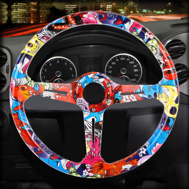 35cm Car Racing Graffiti ABS Steering Wheel(Style 2) - Steering Wheel Accessories by PMC TechLife | Online Shopping South Africa | PMC TechLife | Buy Now Pay Later Mobicred