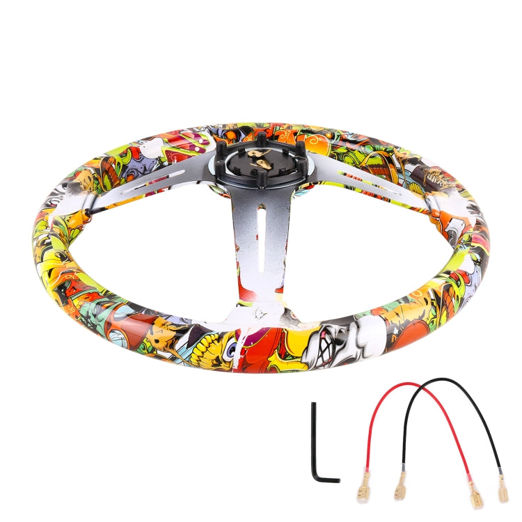 35cm Car Racing Graffiti ABS Steering Wheel(Style 3) - Steering Wheel Accessories by PMC TechLife | Online Shopping South Africa | PMC TechLife | Buy Now Pay Later Mobicred