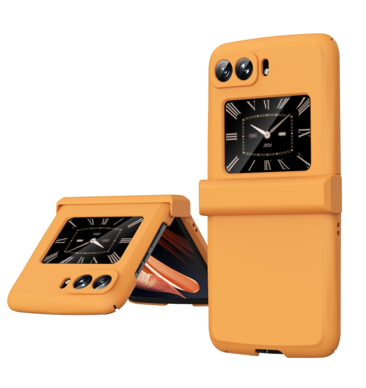 For Motorola Moto Razr 2022 Skin Feel Macaron Three-piece Set Hinge Phone Case(Orange) - Motorola Cases by PMC TechLife | Online Shopping South Africa | PMC TechLife | Buy Now Pay Later Mobicred