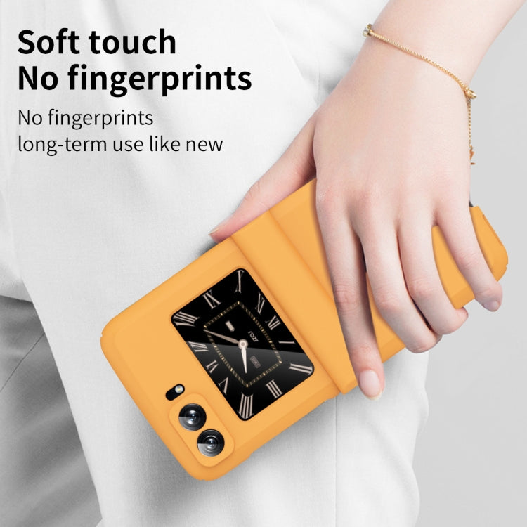 For Motorola Moto Razr 2022 Skin Feel Macaron Three-piece Set Hinge Phone Case(Orange) - Motorola Cases by PMC TechLife | Online Shopping South Africa | PMC TechLife | Buy Now Pay Later Mobicred