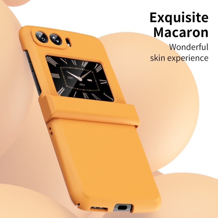 For Motorola Moto Razr 2022 Skin Feel Macaron Three-piece Set Hinge Phone Case(Orange) - Motorola Cases by PMC TechLife | Online Shopping South Africa | PMC TechLife | Buy Now Pay Later Mobicred