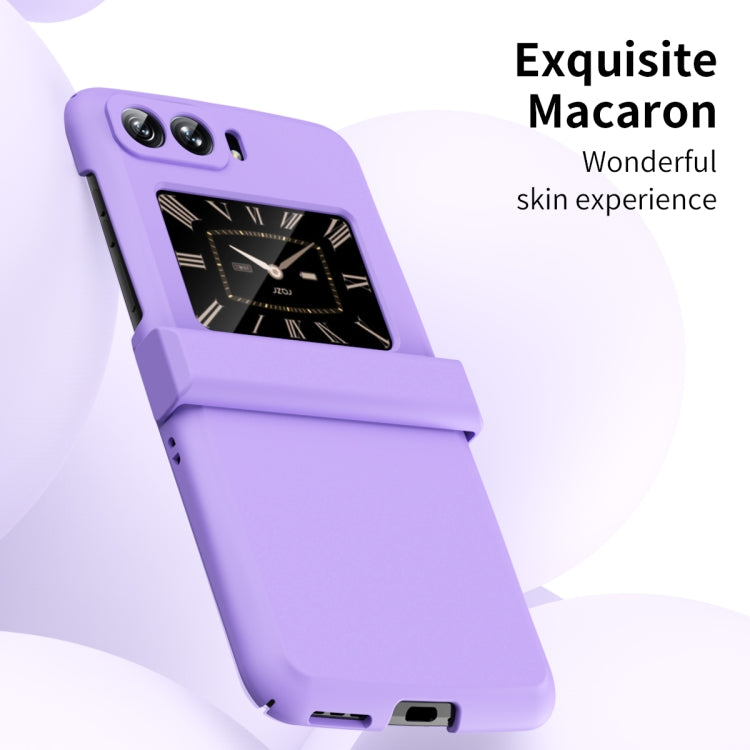 For Motorola Moto Razr 2022 Skin Feel Macaron Three-piece Set Hinge Phone Case(Purple) - Motorola Cases by PMC TechLife | Online Shopping South Africa | PMC TechLife | Buy Now Pay Later Mobicred