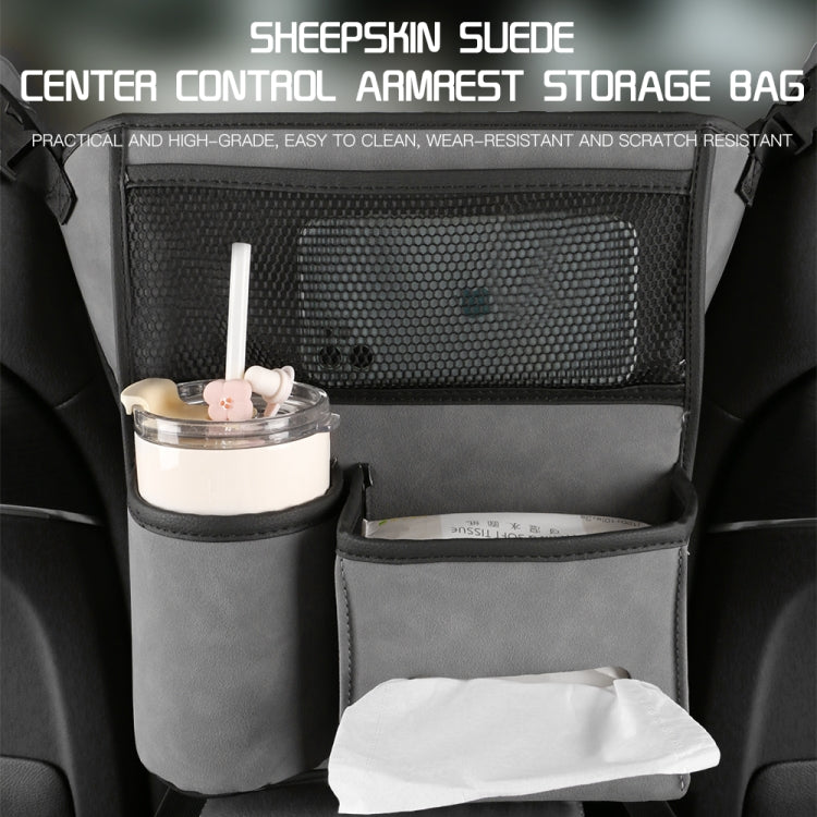 Car Center Console Hanging Bag Sheepskin Leather Storage Bag(Black) - Seat Accessories by PMC TechLife | Online Shopping South Africa | PMC TechLife | Buy Now Pay Later Mobicred