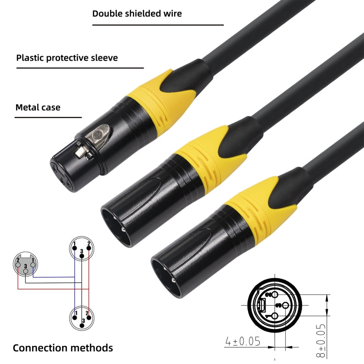 XK303MMF-10  3pin XLR Female to Dual XLR  Male Audio Cable, Length: 1m - Microphone Audio Cable & Connector by PMC TechLife | Online Shopping South Africa | PMC TechLife | Buy Now Pay Later Mobicred