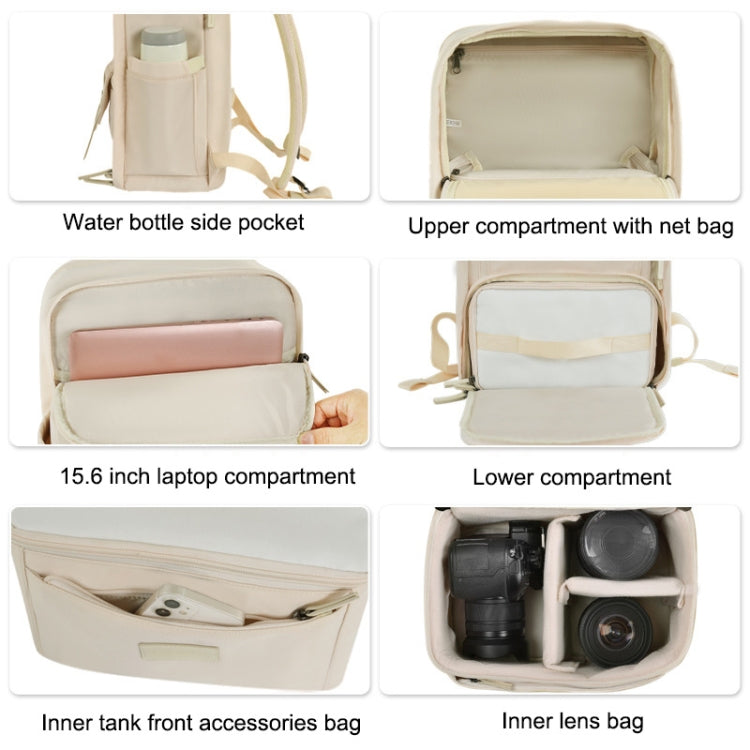 CADeN Multifunctional Photography Shoulders Digital Bag Portable Camera Backpack, Size:28.5 x 14 x 42cm(Beige) - free shipping - PMC TechLife - Order now!