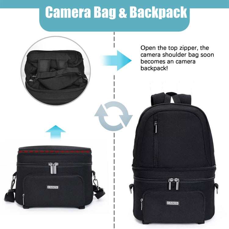 CADeN D30 Detachable Dual Uses Professional SLR Camera Backpack Shockproof Bags(Black) - free shipping - PMC TechLife - Order now!