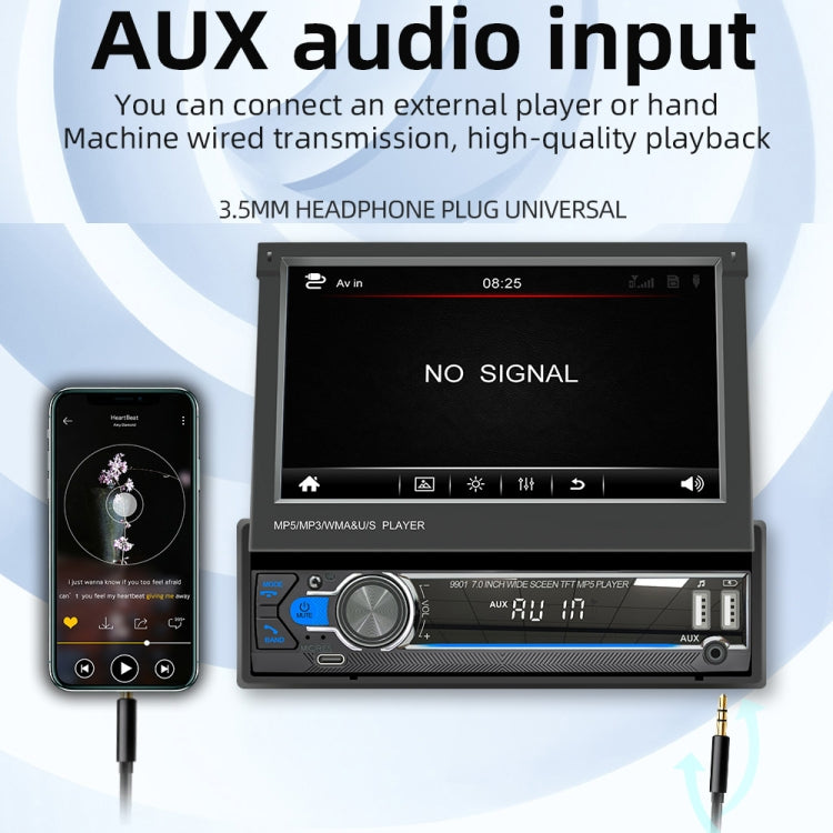 9901 7 inch Car  Retractable MP5 Player Supports FM & Mobile Phone Internet - Car MP3 & MP4 & MP5 by PMC TechLife | Online Shopping South Africa | PMC TechLife | Buy Now Pay Later Mobicred