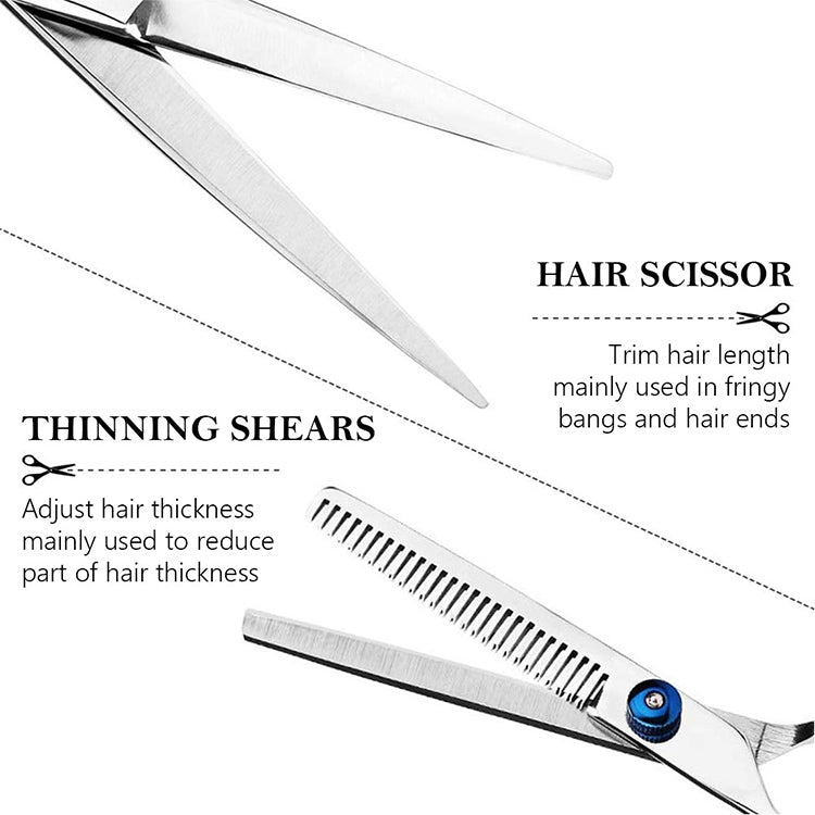 12pcs / Set Professional Hair Cutting Thinning Scissor Hairdressing Flat Shear Scissors Kit(Gold Silver) - free shipping - PMC TechLife - Order now!