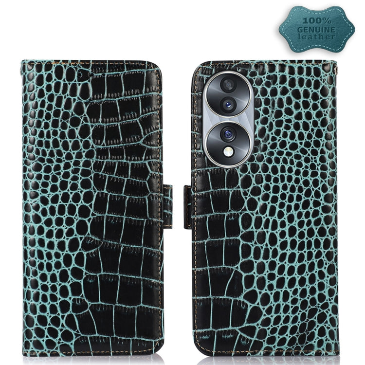 For Honor 70 Crocodile Top Layer Cowhide Leather Phone Case(Green) - Honor Cases by PMC TechLife | Online Shopping South Africa | PMC TechLife | Buy Now Pay Later Mobicred