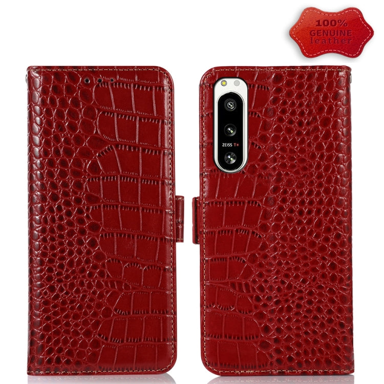 For Sony Xperia 5 IV Crocodile Top Layer Cowhide Leather Phone Case(Red) - Sony Cases by PMC TechLife | Online Shopping South Africa | PMC TechLife | Buy Now Pay Later Mobicred