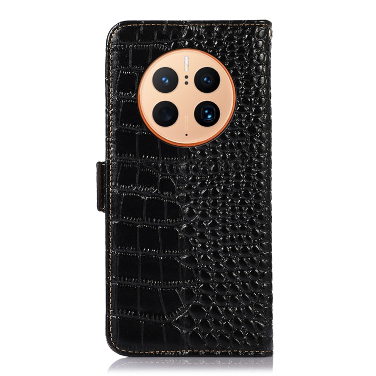 For Huawei Mate 50 Pro Crocodile Top Layer Cowhide Leather Phone Case(Black) - Huawei Cases by PMC TechLife | Online Shopping South Africa | PMC TechLife | Buy Now Pay Later Mobicred