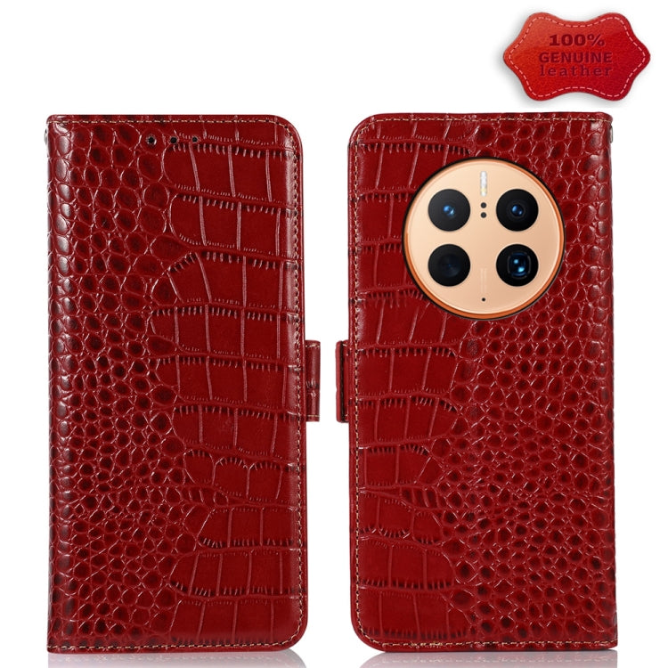 For Huawei Mate 50 Pro Crocodile Top Layer Cowhide Leather Phone Case(Red) - Huawei Cases by PMC TechLife | Online Shopping South Africa | PMC TechLife | Buy Now Pay Later Mobicred