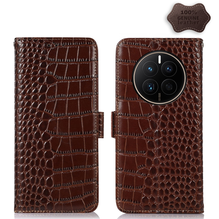 For Huawei Mate 50 Crocodile Top Layer Cowhide Leather Phone Case(Brown) - Huawei Cases by PMC TechLife | Online Shopping South Africa | PMC TechLife | Buy Now Pay Later Mobicred
