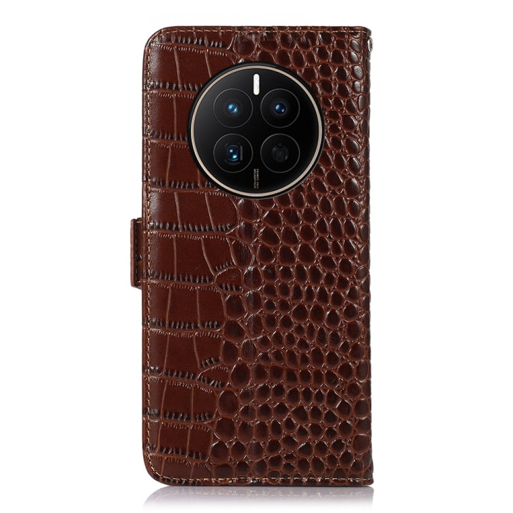 For Huawei Mate 50 Crocodile Top Layer Cowhide Leather Phone Case(Brown) - Huawei Cases by PMC TechLife | Online Shopping South Africa | PMC TechLife | Buy Now Pay Later Mobicred