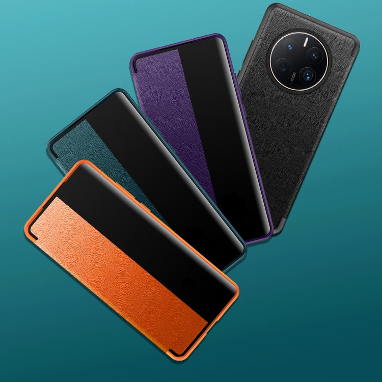 For Huawei Mate 50 Leather + TPU Frame Shockproof Phone Case(Orange) - free shipping - PMC TechLife - Order now!