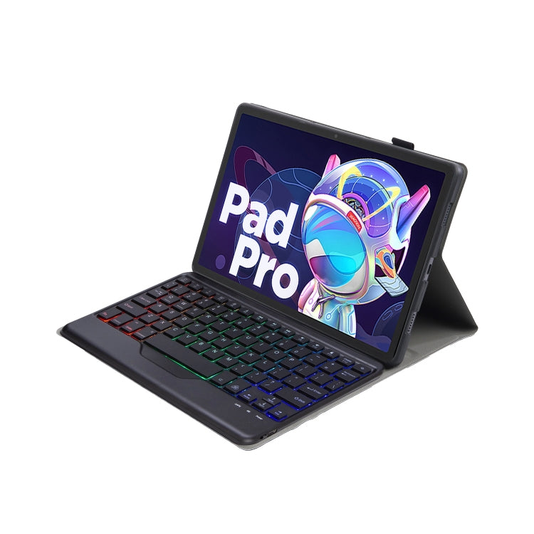 AM18-BS Tri-color Backlight Bluetooth Keyboard Leather Case For Lenovo XiaoXin Pad Pro 2022 11.2 inch(Black) - Lenovo Keyboard by PMC TechLife | Online Shopping South Africa | PMC TechLife | Buy Now Pay Later Mobicred