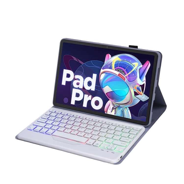 AM18-BS Tri-color Backlight Bluetooth Keyboard Leather Case For Lenovo XiaoXin Pad Pro 2022 11.2 inch(Blue) - Lenovo Keyboard by PMC TechLife | Online Shopping South Africa | PMC TechLife