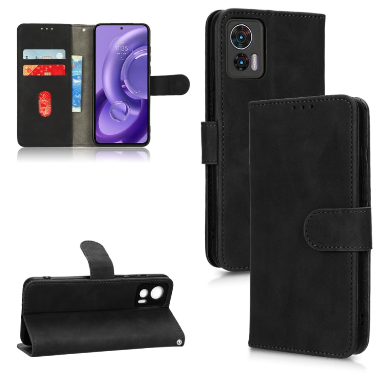 For Motorola Edge 30 Lite / Edge 30 Neo Skin Feel Magnetic Flip Leather Phone Case(Black) - Motorola Cases by PMC TechLife | Online Shopping South Africa | PMC TechLife | Buy Now Pay Later Mobicred