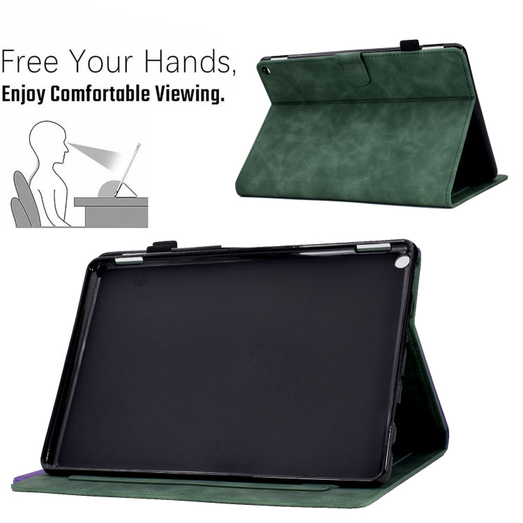 For Amazon Kindle Fire HD 10 2021 Embossed Smile Flip Tablet Leather Case(Green) - Amazon by PMC TechLife | Online Shopping South Africa | PMC TechLife | Buy Now Pay Later Mobicred