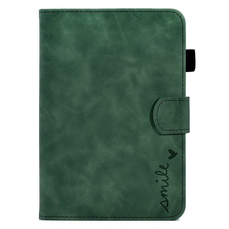 For Amazon Kindle Paperwhite 5 Embossed Smile Flip Tablet Leather Case(Green) - Amazon by PMC TechLife | Online Shopping South Africa | PMC TechLife | Buy Now Pay Later Mobicred