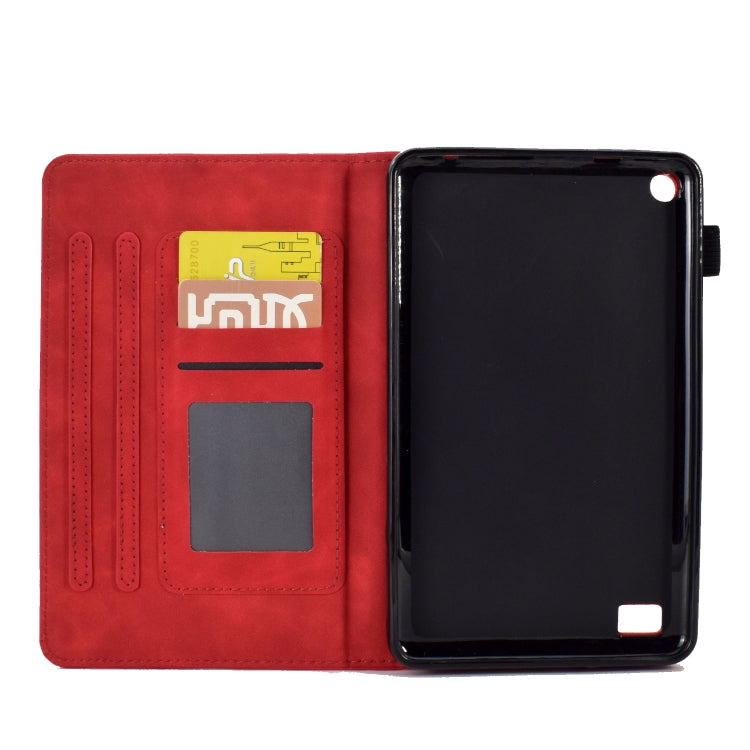 For Amazon Kindle Fire 7 2019/2017/2015 Embossed Smile Flip Tablet Leather Case(Red) - Amazon by PMC TechLife | Online Shopping South Africa | PMC TechLife | Buy Now Pay Later Mobicred