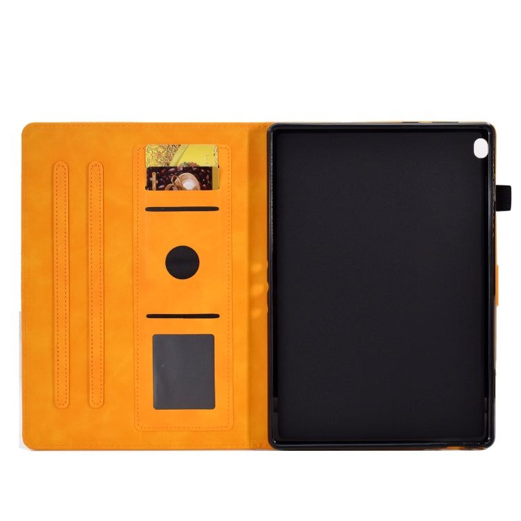 For Lenovo Tab M10 Embossed Smile Flip Tablet Leather Case(Khaki) - Lenovo by PMC TechLife | Online Shopping South Africa | PMC TechLife | Buy Now Pay Later Mobicred