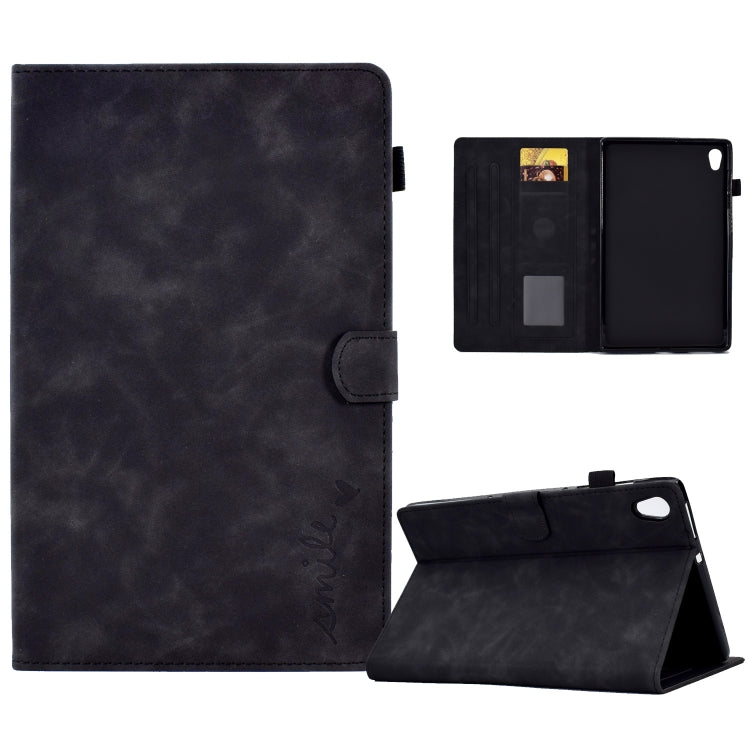 For Lenovo Tab M10 HD Gen 2 Embossed Smile Flip Tablet Leather Case(Black) - Lenovo by PMC TechLife | Online Shopping South Africa | PMC TechLife | Buy Now Pay Later Mobicred
