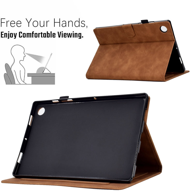 For Lenovo M10 Plus Embossed Smile Flip Tablet Leather Case(Brown) - Lenovo by PMC TechLife | Online Shopping South Africa | PMC TechLife | Buy Now Pay Later Mobicred